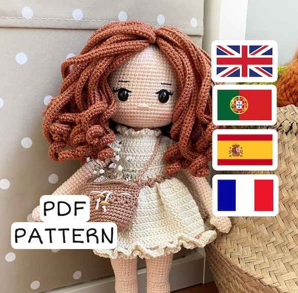 Crochet Pattern, Elina Doll , PDF